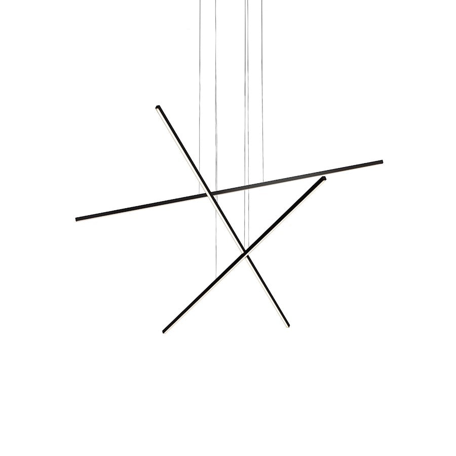 Kuzco Vega Minor 41in 3-Light Multi Pendant | Industrial Black Steel and White Acrylic Diffuser | Kitchen Island & Dining Room | Model MP18203-BK-UNV