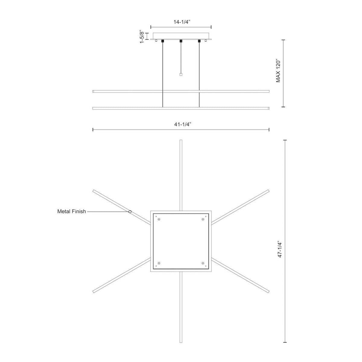 Kuzco Vega Minor 41in 3-Light Multi Pendant | Industrial Black Steel and White Acrylic Diffuser | Kitchen Island & Dining Room | Model MP18203-BK-UNV