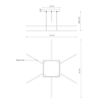 Kuzco Vega Minor 41in 3-Light Multi Pendant | Industrial Black Steel and White Acrylic Diffuser | Kitchen Island & Dining Room | Model MP18203-BK-UNV