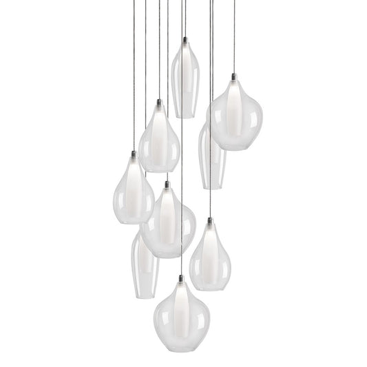 Kuzco Victoria 9 Head LED Multi Pendant, Chrome/Opal - MP3009