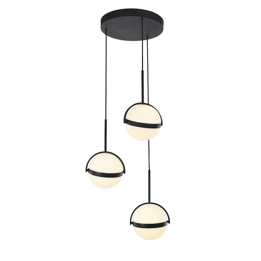 Alora Globo 3 Head LED Multi Pendant, Matte Black/Frosted Acrylic - MP301003MB