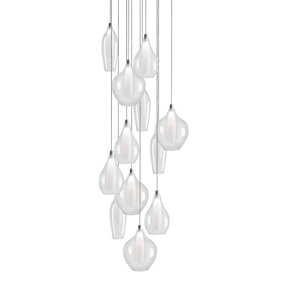 Kuzco Victoria 12 Head LED Multi Pendant, Chrome/Opal - MP3012