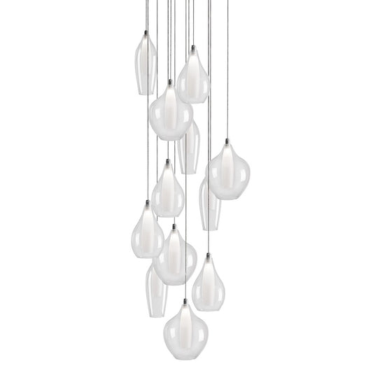 Kuzco Victoria 12 Head LED Multi Pendant, Chrome/Opal - MP3012