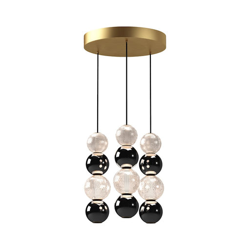 Alora Onyx 3 Head LED Multi Pendant, Brass/Clear Carved Acrylic - MP321803NB