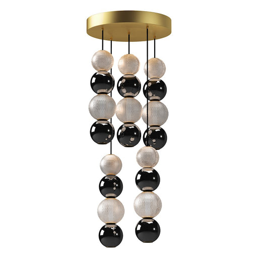 Alora Onyx 5 Head LED Multi Pendant, Brass/Clear Carved Acrylic - MP321805NB