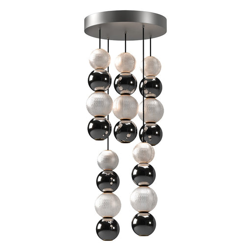 Alora Onyx 5 Head LED Multi Pendant, Nickel/Clear Carved Acrylic - MP321805PN