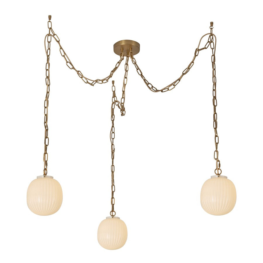 Kuzco Cherise 3Lt 7" Socket Multi Pendant, Gold/Glossy Opal Glass - MP579707BGGR