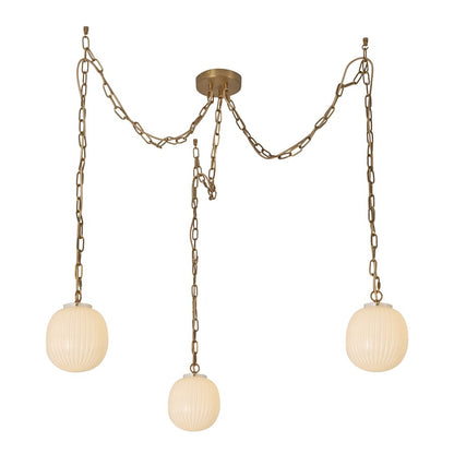 Kuzco Cherise 3Lt 7" Socket Multi Pendant, Gold/Glossy Opal Glass - MP579707BGGR