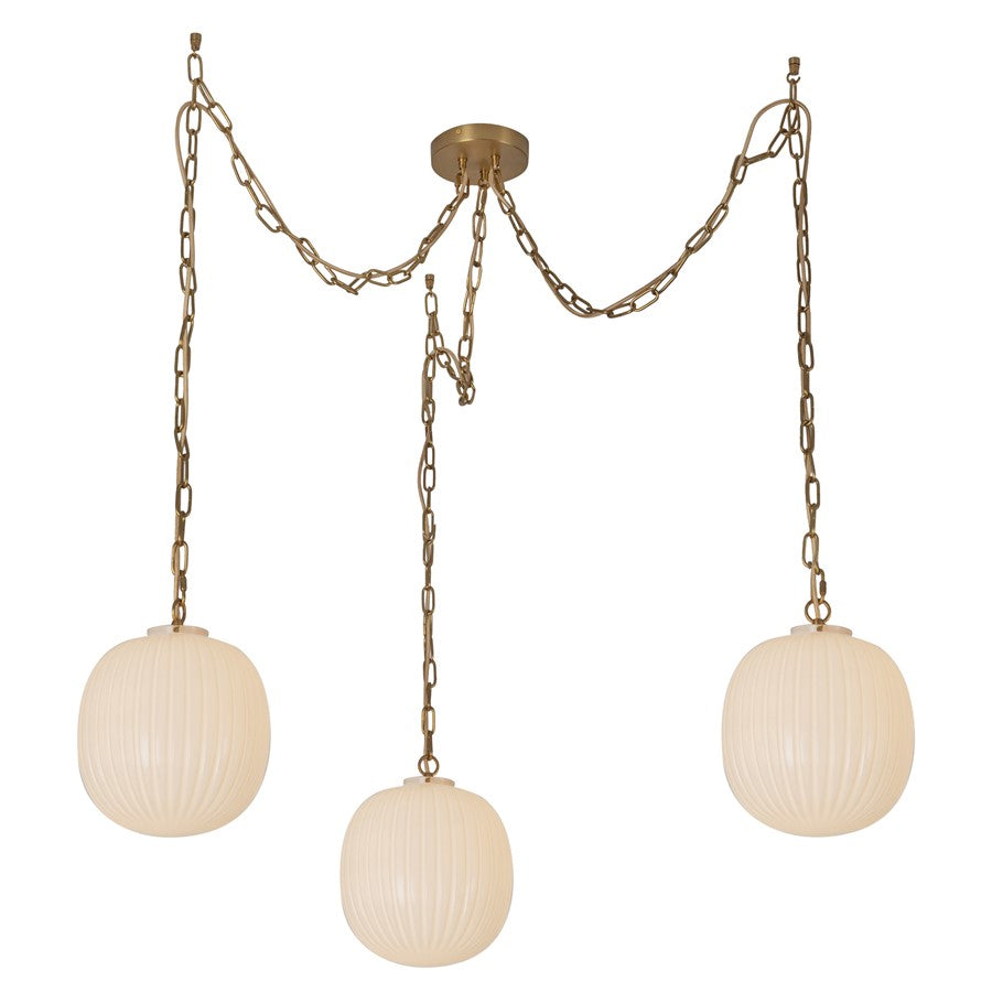 Kuzco Cherise 3Lt 12" Socket Multi Pendant, Gold/Glossy Opal - MP579712BGGR