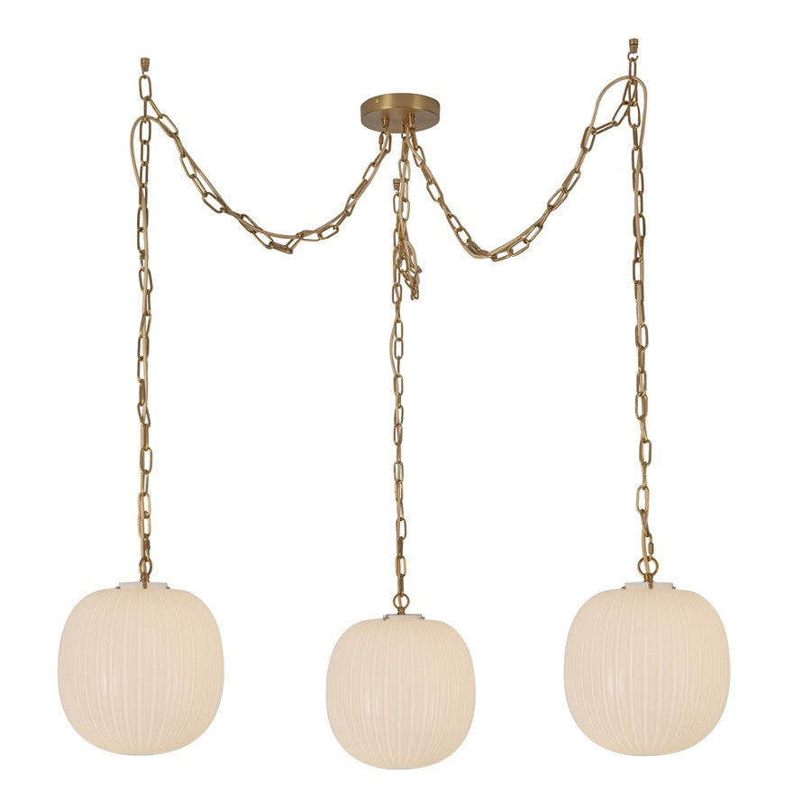 Kuzco Cherise 3Lt 12" Socket Multi Pendant, Gold/Glossy Opal