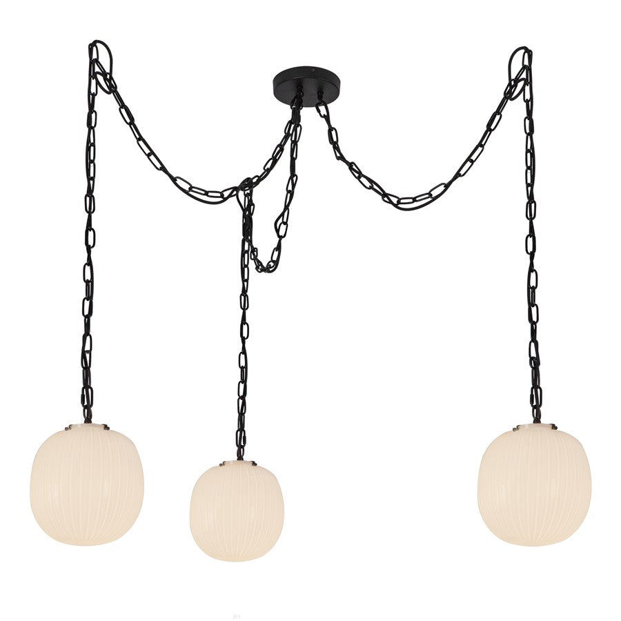 Kuzco Cherise 3Lt 12" Socket Multi Pendant, Black/Glossy Opal - MP579712MBGR