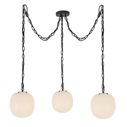 Kuzco Cherise 3Lt 12" Socket Multi Pendant, Black/Glossy Opal