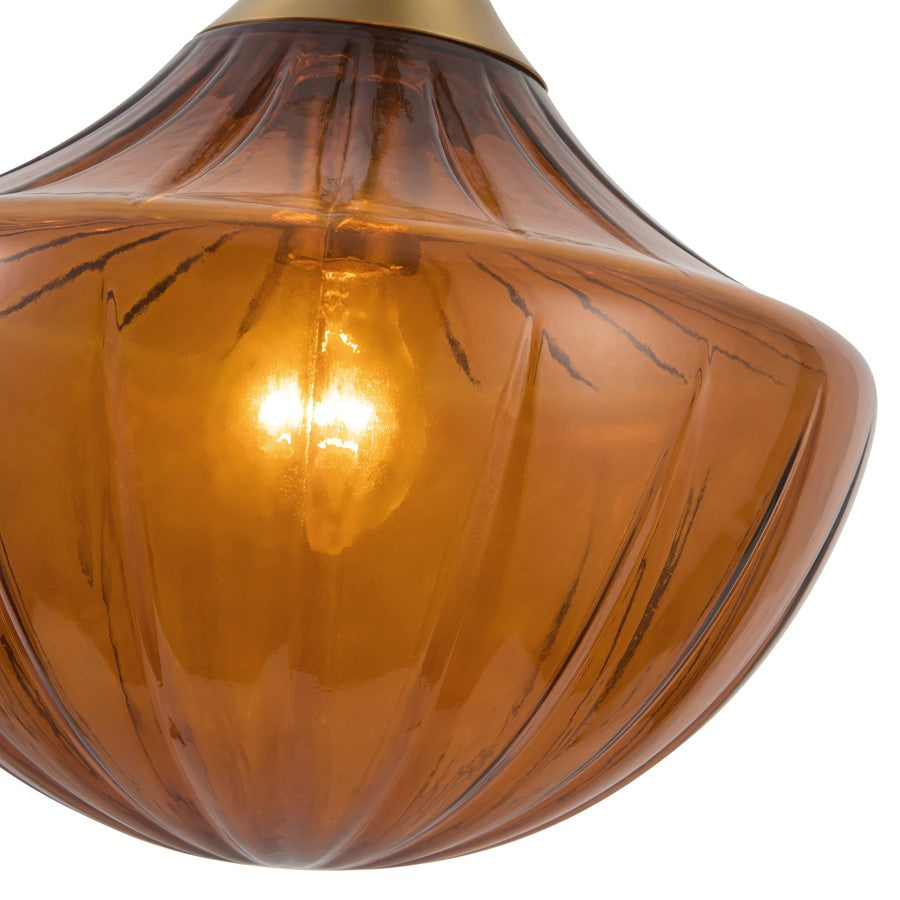 Kuzco Farrah 3-Lt Gold Multi-Lt Pendant, Brushed Gold/Amber