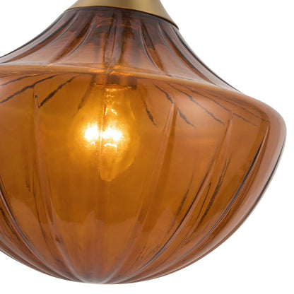 Kuzco Farrah 3-Lt Gold Multi-Lt Pendant, Brushed Gold/Amber