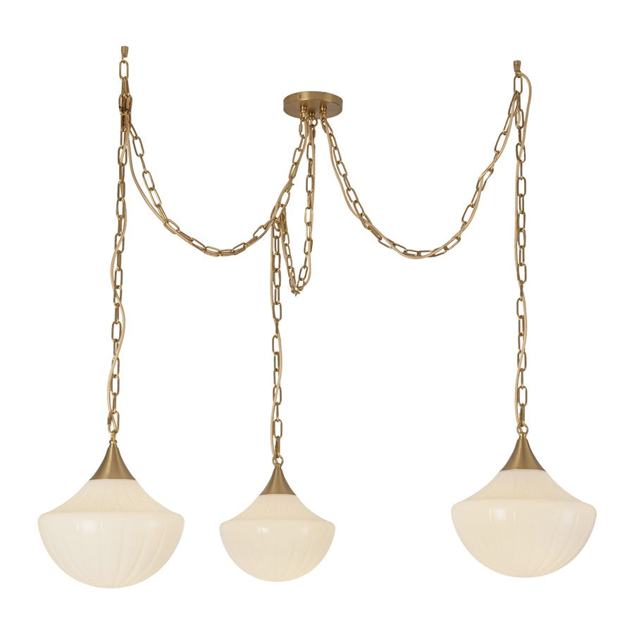 Kuzco Farrah 3Lt Socket Multi Pendant, Gold/Glossy Opal Glass - MP651312BGGR