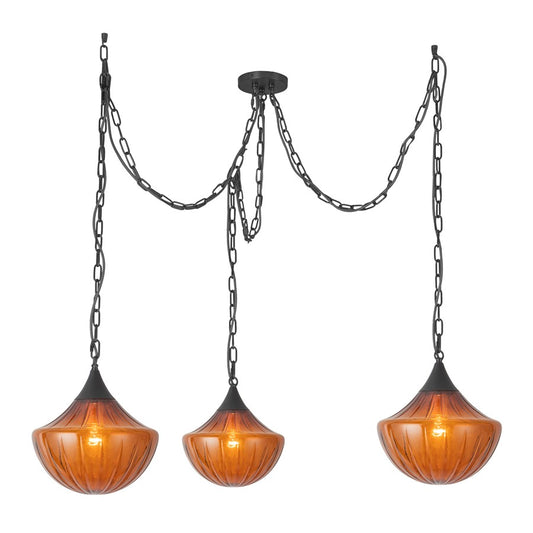 Kuzco Farrah 3-Lt Blk Multi-Lt Pendant, Matte Black/Amber - MP651312MBAM