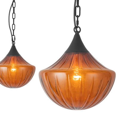 Kuzco Farrah 3-Lt Black Multi-Lt Pendant, Matte Black/Amber