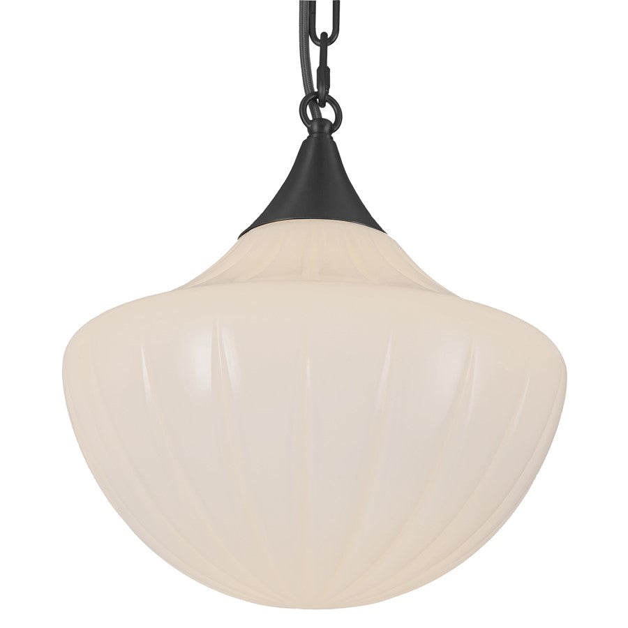 Kuzco Farrah 3Lt Socket Multi Pendant, Black/Glossy Opal Glass