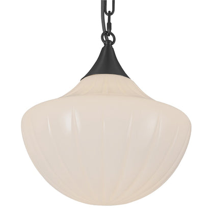 Kuzco Farrah 3Lt Socket Multi Pendant, Black/Glossy Opal Glass