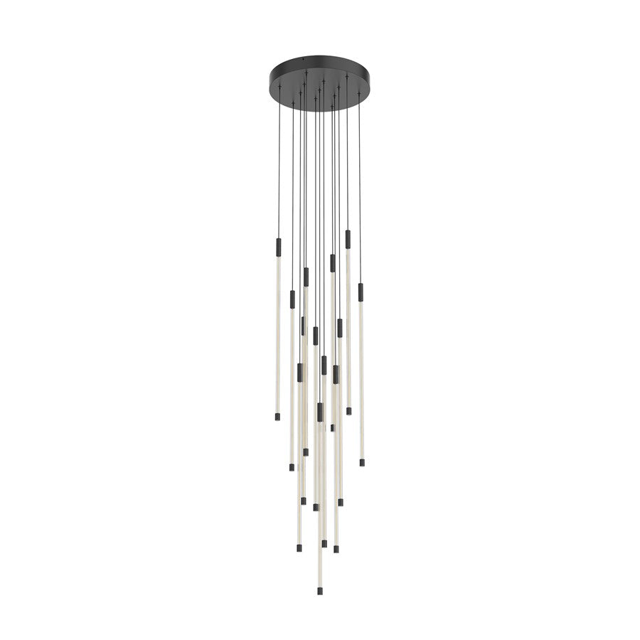 Kuzco Motif 27" LED Multi Pendant, Black/Clear Glass