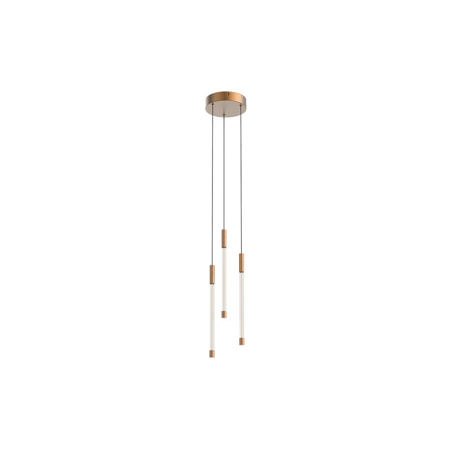 Kuzco Motif 13" LED Multi Pendant, Brushed Gold/Clear Glass