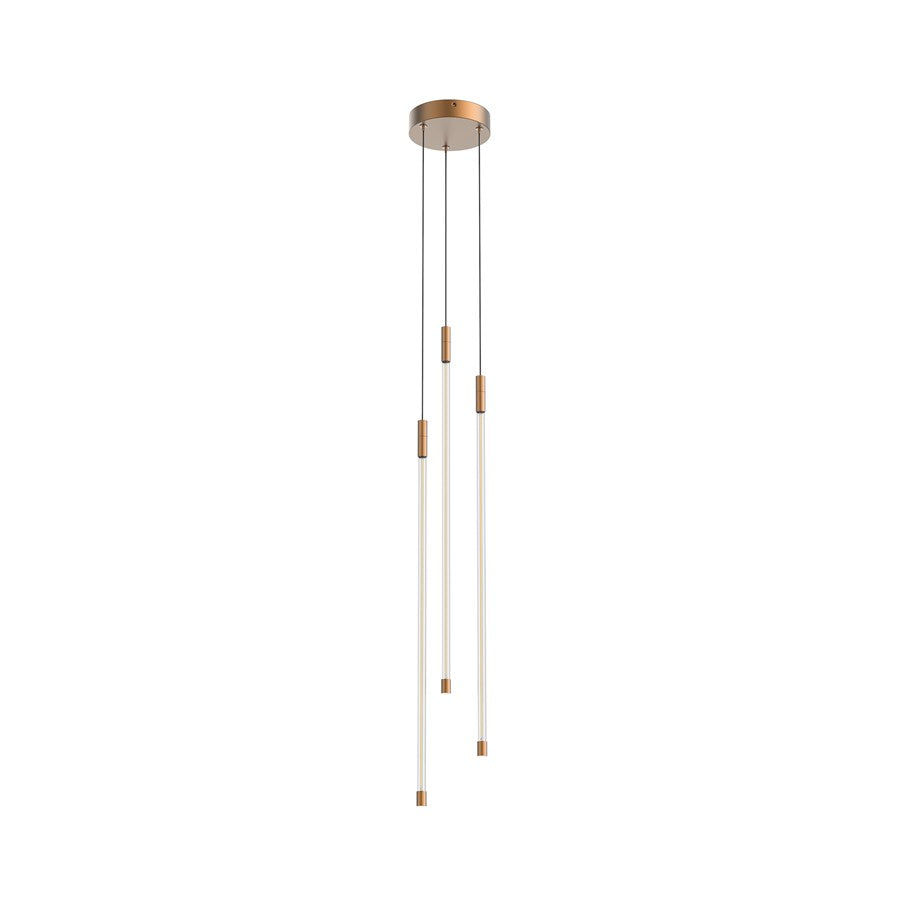 Kuzco Motif 27" LED Multi Pendant, Brushed Gold/Clear Glass - MP75227-BG-UNV