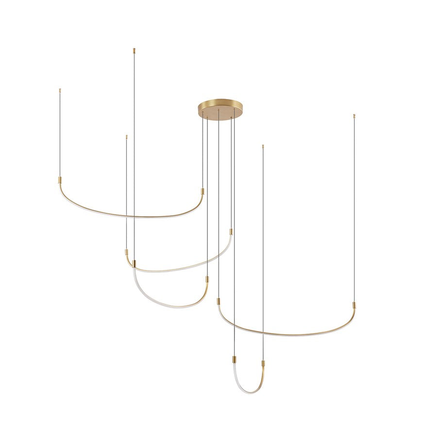 Kuzco Talis 70in 1-Light Multi Pendant | Modern Brushed Gold Aluminum and White Silicone Diffuser | Kitchen Island & Dining | Model MP89570-BG-UNV