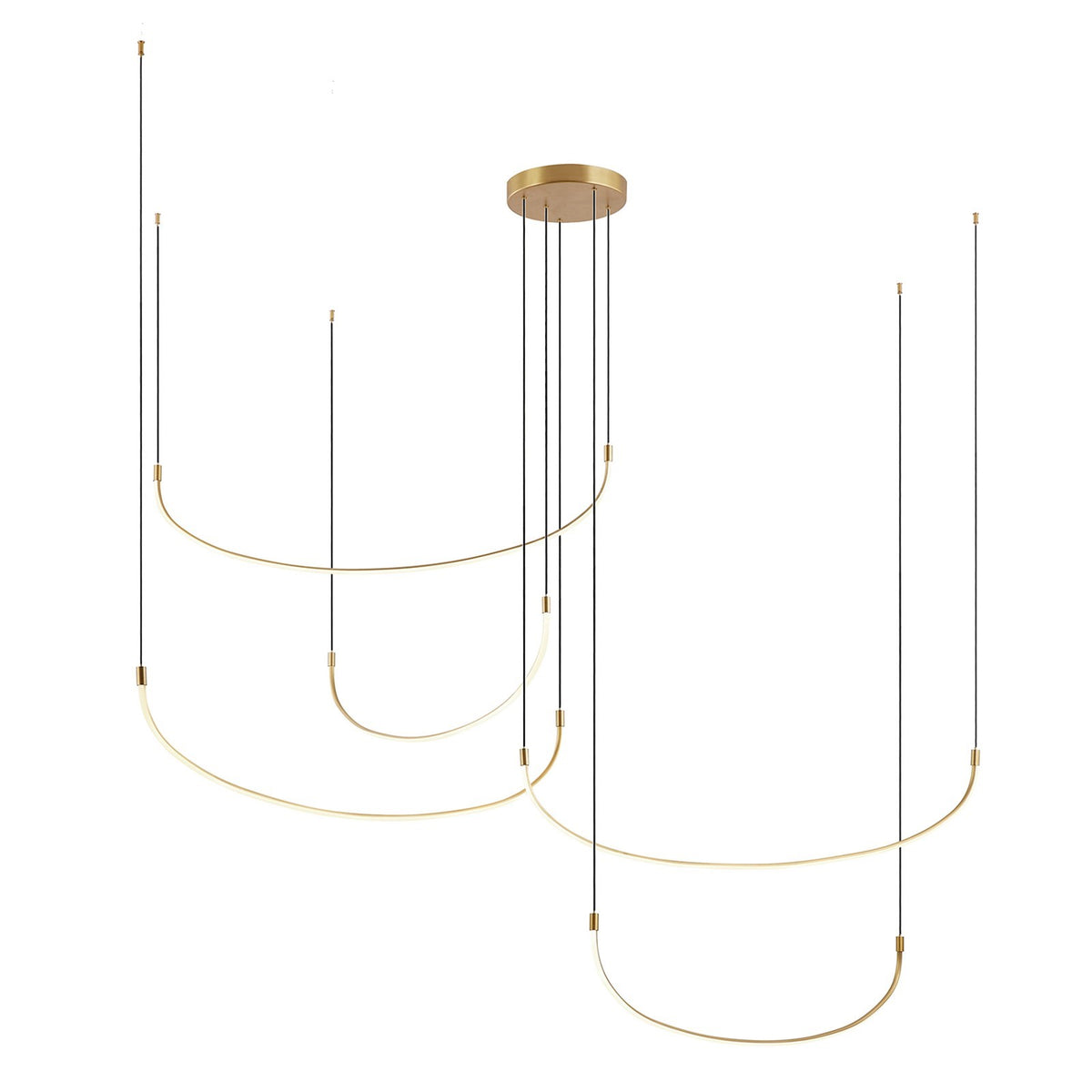 Kuzco Talis 90in LED Multi Pendant | Modern Brushed Gold Aluminum and White Silicone Diffuser | Foyer & Living Room | Model MP89590-BG-UNV