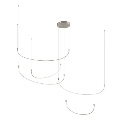 Kuzco Talis 90in 1-Light LED Multi Pendant | Minimal Brushed Nickel and U-Shaped Bar | Kitchen Island & Dining Room | 10400lm | Model MP89590-BN