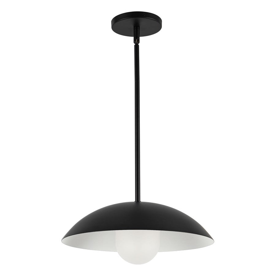 Kuzco Umbra 14" Black Pendant, Black/Opal Glass