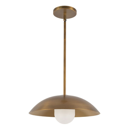 Kuzco Umbra 14" Brass Pendant, Vintage Brass/Opal Glass