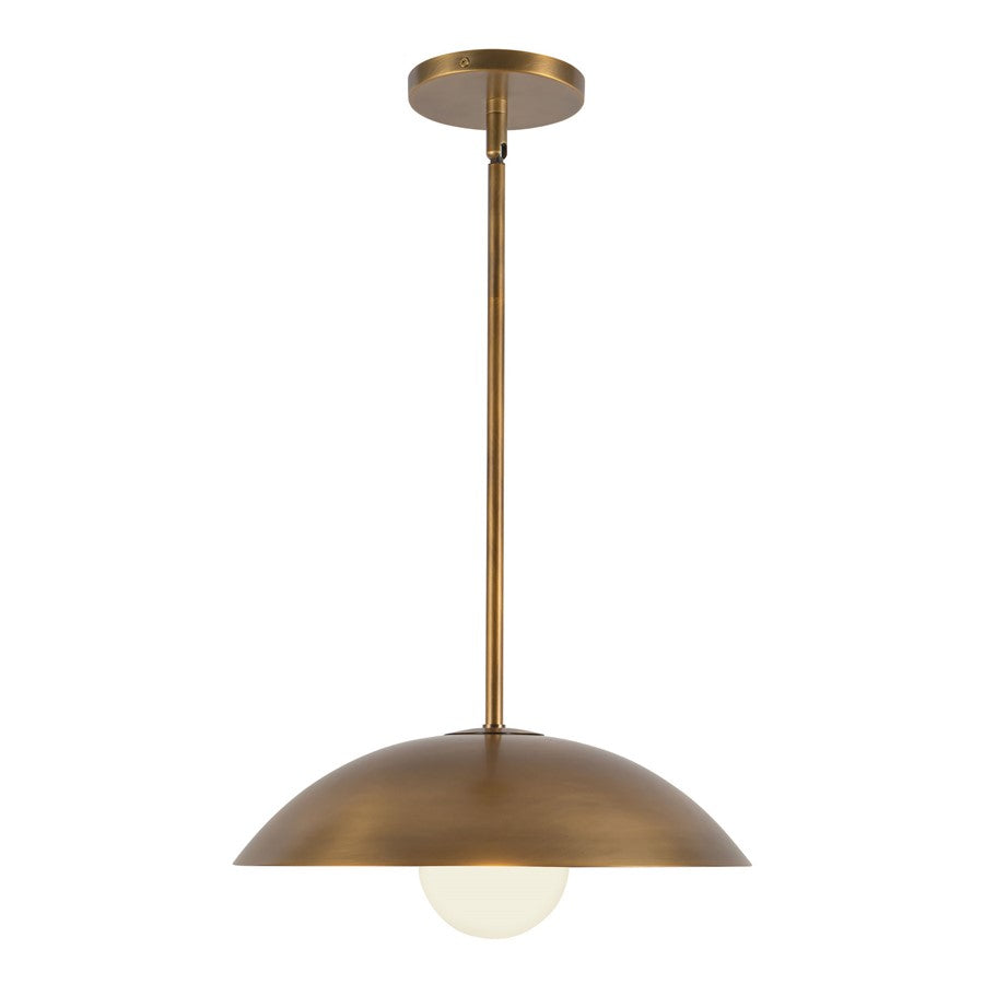 Kuzco Umbra 14" Brass Pendant, Vintage Brass/Opal Glass