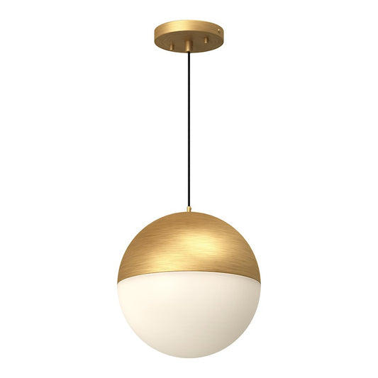 Kuzco Monae 10in 1-Light LED Pendant | Retro Brushed Gold and Opal Glass | Kitchen Island & Dining Room | 10 x 10.88 in | Model PD11710-BG-5CCT