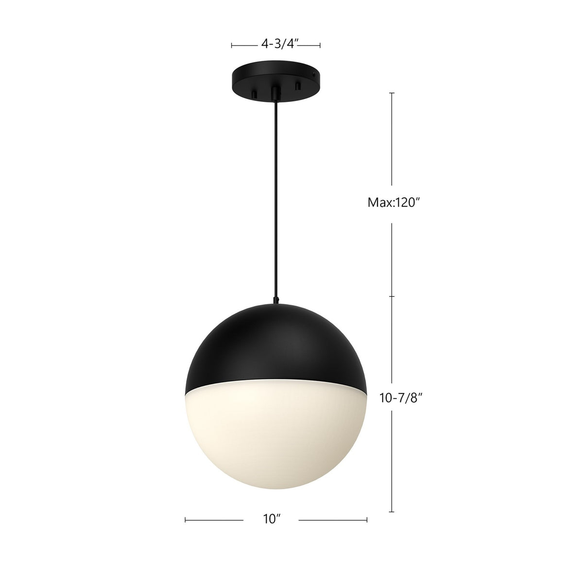 Kuzco Monae 10in 1-Light Pendant | Black Metal and Opal Glass | Kitchen Island & Dining Room | 2000lm 3000K 90CRI Dimmable | Model PD11710-BK-5CCT