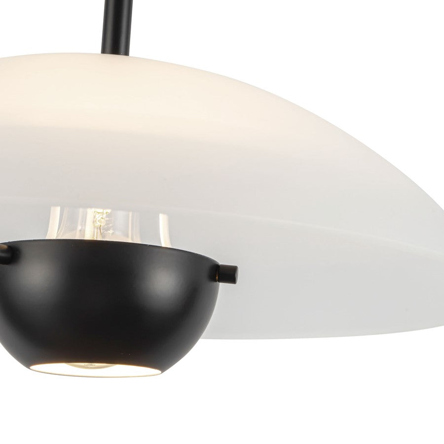 Kuzco Umbra 14" Black Pendant, Opal Glass/Blk