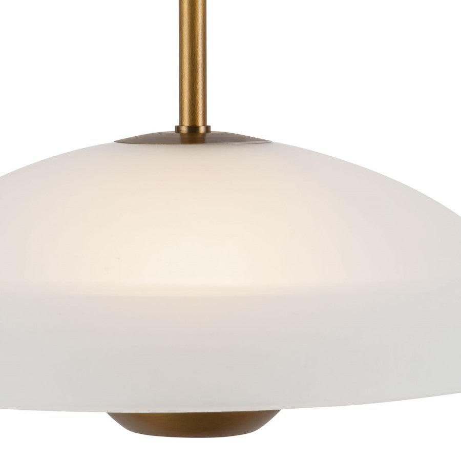 Kuzco Umbra 14" Brass Pendant, Opal Glass/Vintage Brass