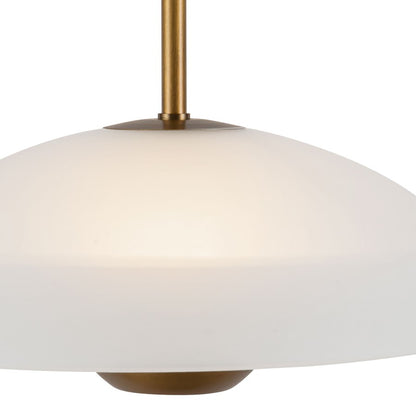 Kuzco Umbra 14" Brass Pendant, Opal Glass/Vintage Brass