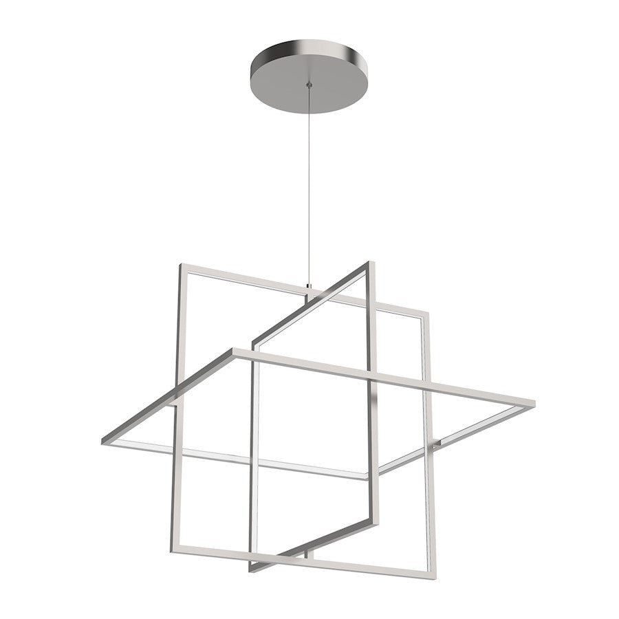 Kuzco Mondrian 28" LED Pendant, Nickel/Frosted Acrylic Diffuser - PD16328-BN