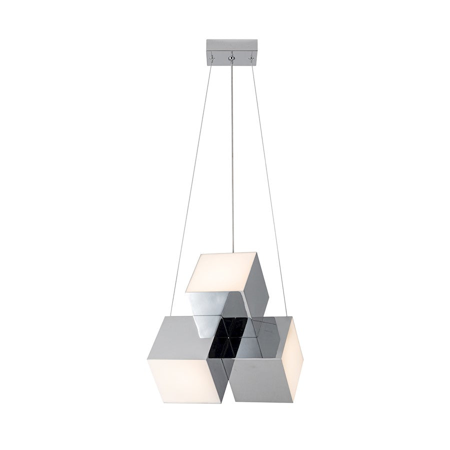 Kuzco Tetra 16in 1-Light Pendant | Chrome Steel and Frosted Acrylic | Kitchen Island & Dining Room | 11 x 16 x 14 in | Model PD20616-CH-UNV