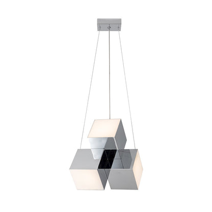 Kuzco Tetra 16in 1-Light Pendant | Chrome Steel and Frosted Acrylic | Kitchen Island & Dining Room | 11 x 16 x 14 in | Model PD20616-CH-UNV