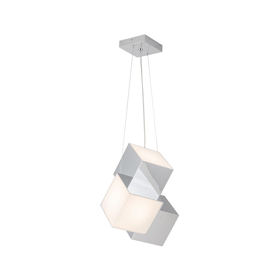 Kuzco Tetra 16in 1-Light Pendant | Chrome Steel and Frosted Acrylic | Kitchen Island & Dining Room | 11 x 16 x 14 in | Model PD20616-CH-UNV