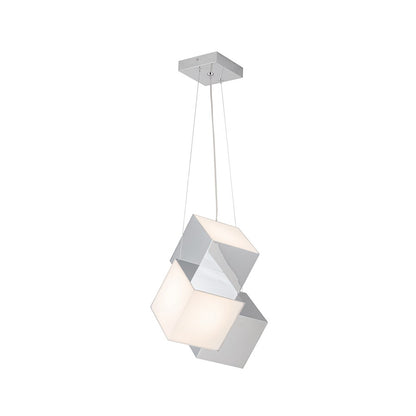 Kuzco Tetra 16in 1-Light Pendant | Chrome Steel and Frosted Acrylic | Kitchen Island & Dining Room | 11 x 16 x 14 in | Model PD20616-CH-UNV