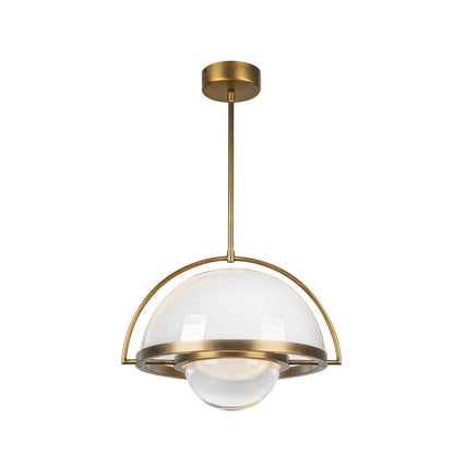 Kuzco Bowery 16in 1-Light Pendant | Mid-Century Vintage Brass Steel and Clear Glass | Kitchen Island & Dining Room | Model PD20716-VB-UNV