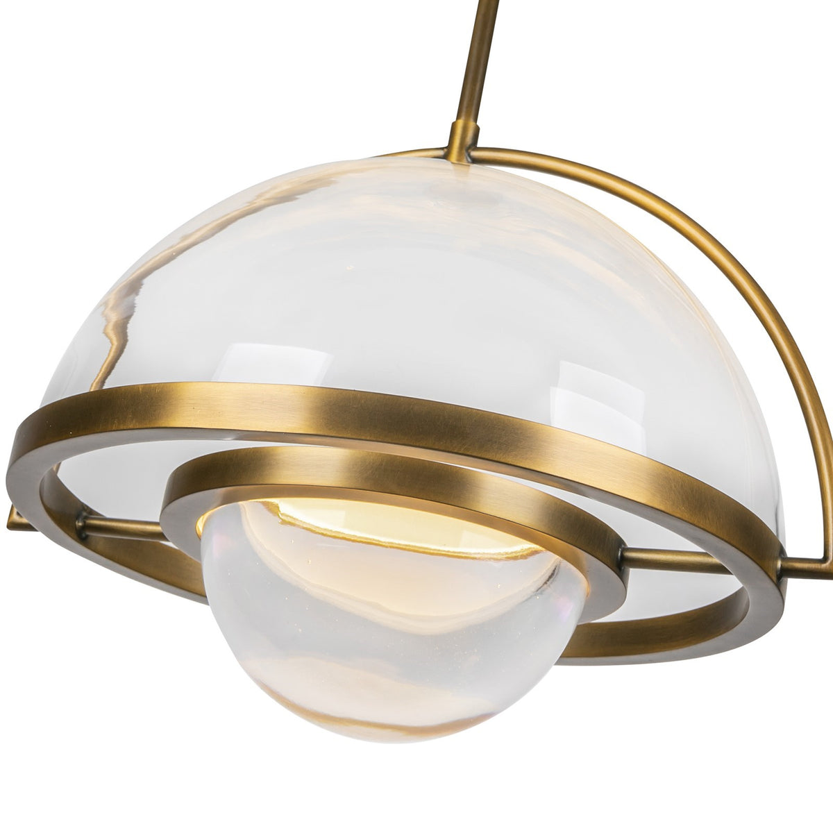 Kuzco Bowery 16in 1-Light Pendant | Mid-Century Vintage Brass Steel and Clear Glass | Kitchen Island & Dining Room | Model PD20716-VB-UNV