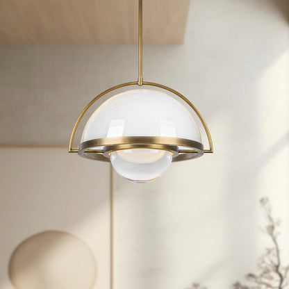 Kuzco Bowery 16in 1-Light Pendant | Mid-Century Vintage Brass Steel and Clear Glass | Kitchen Island & Dining Room | Model PD20716-VB-UNV