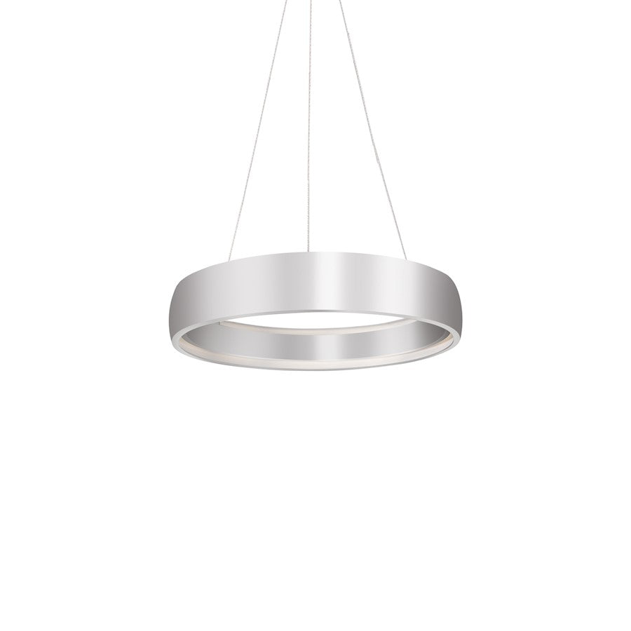 Kuzco Halo 23" LED Pendant, Brushed Silver/White Acrylic Diffuser - PD22723-BS