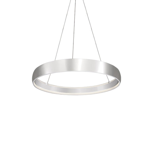 Kuzco Halo 35" LED Pendant, Brushed Silver/White Acrylic Diffuser - PD22735-BS