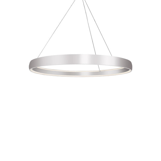 Kuzco Halo 53" LED Pendant, Brushed Silver/White Acrylic Diffuser - PD22753-BS