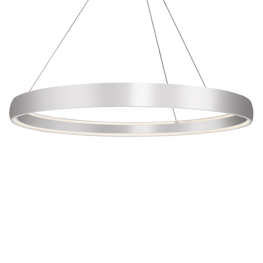 Kuzco Halo 72" LED Pendant, Brushed Silver/White Acrylic Diffuser - PD22772-BS