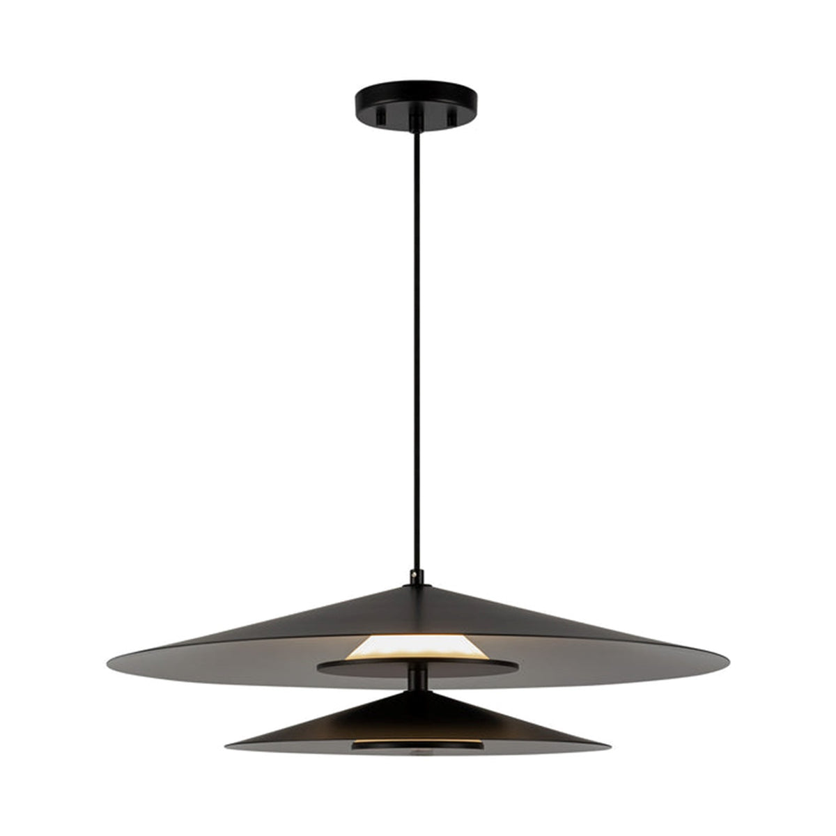 Kuzco Cruz 24in LED Pendant | Black/White Metal and Frosted Acrylic Diffuser | Dining Room & Kitchen Island | 2600lm 3000K | Model PD22907-BK-WH